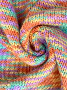 Flirla Plus Size Colorful V-Neck Casual Knit Cardigan For Women - Multicolor - View 6