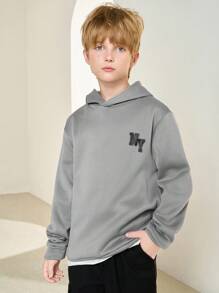 SHEIN Leap Crew Tween Boys Casual Print Text Comfortable Pullover Sweatshirt