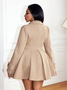 Zolique Women's Elegant Double-Breasted Long Woolen Coat,Khaki Autumn Ellegant Office Stylish Commuting Large Skirt Winter Clothes Fall Cloth For Women - Apricot - View 2