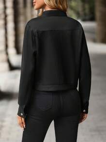 SHEIN LUNE Veste décontractée femme à manches longues, à simple boutonnage, de couleur unie, pour l'automne