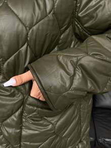 Calvaya Áo khoác thường ngày chần bông cỡ lớn, áo khoác ngoài nhẹ, phù hợp với quần áo mùa thu đông, cho Giáng sinh - màu xanh lá - Xem 10