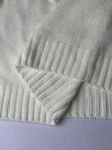 SHEIN LUNE Damen Pullover in Große Größen mit Blumenmuster, Stehkragen und Langarm, lässiger Lässig Pullover, Herbst/Winter Strickpullover - Weiss - Übersicht 7