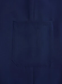 TaskEZ Set de uniforme de scrubs con top de manga corta escote en V y pantalones, de unicolor y parches - Azul Marino - Ver 9