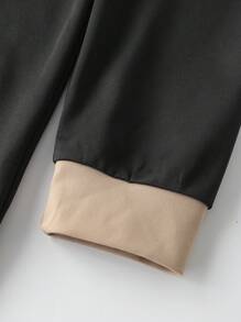 SHEIN 青少年男孩拼色连帽休闲运动衫 - 黑色 - 查看 6