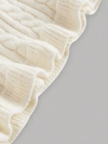 SHEIN MOD 女士奶油色针织中长裙，配侧系带和荷叶边下摆 - 杏色 - 查看 3