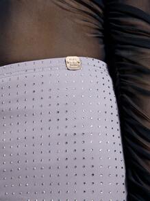 AiiRZ Rave Rhinestone Detail Fitted Mini Skorts - Dark Grey - View 3