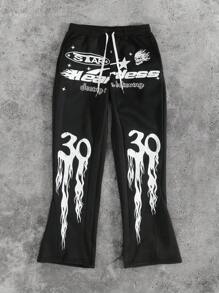 Manfinity EMRG Men's Letter Print Drawstring Waist Casual Sweatpants