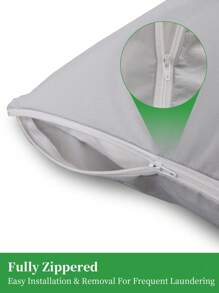 2pcs Waterproof Bedding Protectors - Breathable TPU Combination, Low Allergen, Zippered Pillow Covers, 2 Pieces Set - Light Grey - View 4