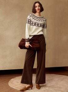 MOTF PREMIUM FAIR ISLE PATTERN RAGLAN SLEEVE SWEATER