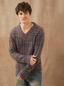 Men Patterned V Neck Sweater - Multicolor - View 6