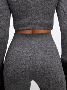 SHEIN Unity Marled Rib High Waist Contour Gym Sports Leggings