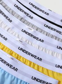 paquete de 5 boxer de cintura con estampado de letras para adolescentes varones