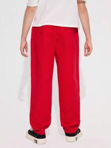 Tween Boy Casual Red Distressed Straight Leg Jeans, Christmas - Red - View 2