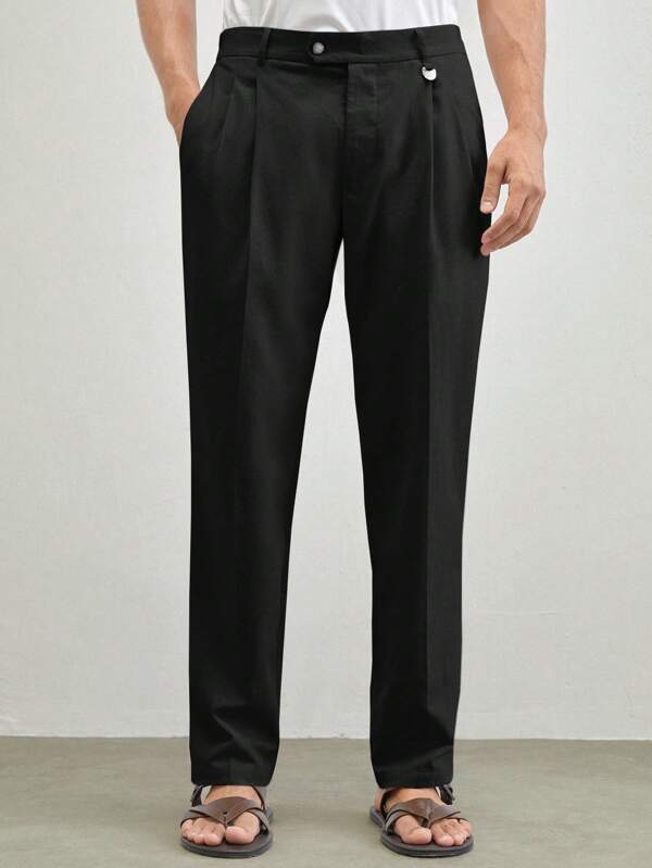 AKNOTIC Business Casual Linen Men's Casual Straight Leg Fit Suit Pants, Suitable For Everyday Wear