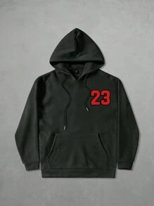 Manfinity Sporsity Sudadera con capucha casual de hombres con estampado de letra