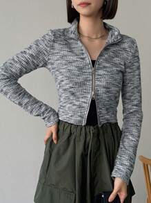 FRIFUL Women's Casual Textured Zip-Up Jacket, Suitable For Autumn Daily Wear - Multicolor - View 6