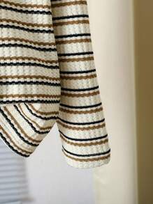 SHEIN Tween 女童 V 领长袖条纹打底 T 恤，秋冬款 - 彩色 - 查看 7