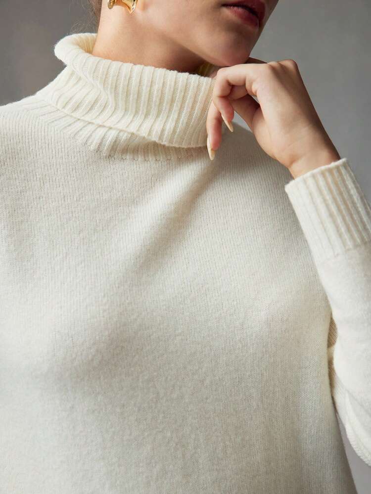 Jersey de cuello alto 100% lana pura