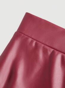 SHEIN Privé New Elegant Luxury Burgundy High Waist Slim Fit Mini Skirt, Autumn/Winter