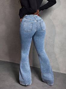 Slaydiva Women's Simple Button Front Pockets Design Casual Jeans, Daily Wear - Light Wash - View 1