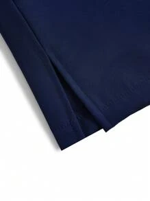 TaskEZ Set de uniforme de scrubs con top de manga corta escote en V y pantalones, de unicolor y parches - Azul Marino - Ver 8