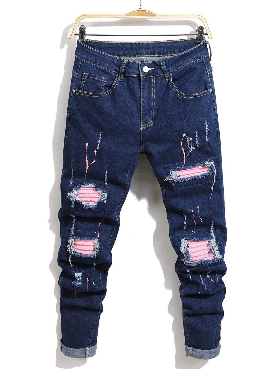 Manfinity Men Relaxed Fit Distressed Tapered Leg Jeans SHEIN USA