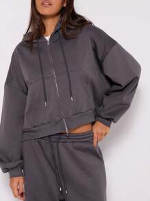 MUSERA Pocket Detail Wide Leg Sweatpants  Vacation - Dark Grey - View 5