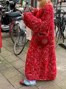 INAWLY Áo khoác cardigan vải hỗn hợp dài thường ngày cho nữ, Thu/Đông - Nhiều màu - Xem 2