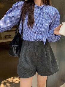 DAZY Women Plain Minimalist Casual Shorts, Suitable For Daily Wear Fall,Winter