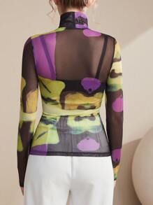 INAWLY Women's High Neck Long Sleeve T-Shirt Graphic Tees Women Tops For Spring Outfit
