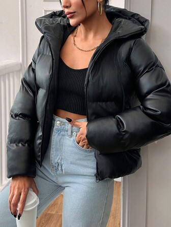 Zip Up Hooded Puffer Coat