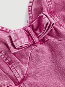 SHEIN MOD Vestido de mezclilla casual de mujer con tirantes finos, fruncido en la espalda y cierre de cremallera