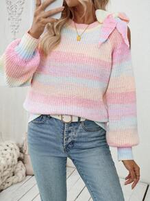 SHEIN LUNE 女士混合纤维套头衫（纱线颜色随机） - 彩色 - 查看 5