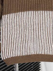 SHEIN Tween Boys' Textured Color Block Knitted Sweater, Suitable For Autumn/Winter Wear, Great For Casual Or School