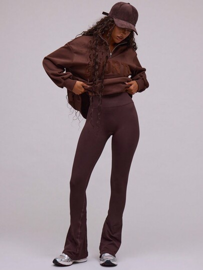 Musera Sport Pantaloni a vita alta a zampa d'elefante per attività sportive, leggings da yoga, padel, tennis, pickleball, palestra, fitness, autunno inverno