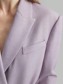 Ontre 女装2025新款女士灰紫色春装新年宽松腰边阔腿裤时尚办公室商务西装套装 - 淡紫色 - 查看 6