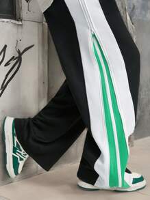 Manfinity VCAY 1 套男士字母印花休闲针织 T 恤 - 綠色 - 查看 4