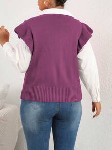 Celure Jersey de punto sin mangas de unicolor para talla grande