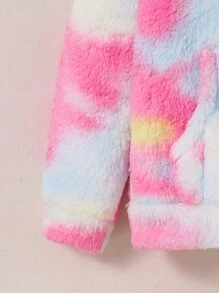 SHEIN Áo nỉ trùm đầu hai mặt vải nỉ có túi ấm áp thường ngày cho bé gái tuổi mới lớn, màu hồng và tím - Nhiều màu - Xem 3