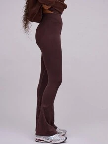 Musera Sport High Waist Flared Active-Wear Yoga Pant Trousers Leggings, Padel, Tennis, Pickleball Gym Fitness Fall  Pilates Daily Casual - Coffee Brown - View 3