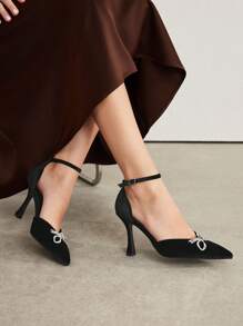 MOTF PREMIUM 2024 POINTED TOE HIGH HEELS SHOES WITH CRYSTAL BOW ACCENT FOR WOMEN