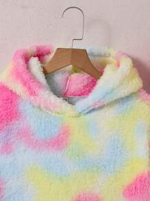 SHEIN Áo nỉ trùm đầu hai mặt vải nỉ có túi ấm áp thường ngày cho bé gái tuổi mới lớn, màu hồng và tím - Nhiều màu - Xem 5