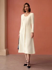 MOTF PREMIUM VÁY TWEED CÓ TÚI KHÔNG CÓ THẮT LƯNG - Màu be - Xem 7