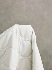 Poéselle 女款純色前扣無袖加厚棉墊外套背心，冬季外穿絎縫夾克，24 AW - 黑色 - 查看 6