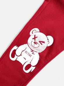 SHEIN Kleine Jungen Button-Front Tasche mit Buchstaben-Muster minimalistisch-lässige Jeans - Rot - Übersicht 4