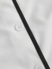 SHEIN MOD 复古风格撞色边饰女式休闲马甲上衣，复古时尚，商务装 - 白色 - 查看 3