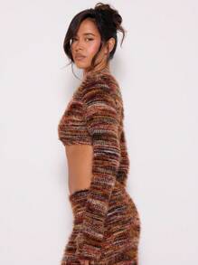 MUSERA Twist Front Fluffy Knit Crop Top Spring Casual Y2k 90's     Thanksgiving  New Year