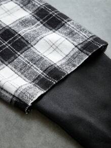 SHEIN Teens Boys' Loose Casual Plaid Patchwork Hooded Shirt - Multicolor - View 5