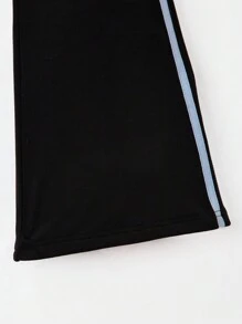 2 件套青少年女孩休闲字母印花连帽衫和喇叭裤套装，春季/秋季