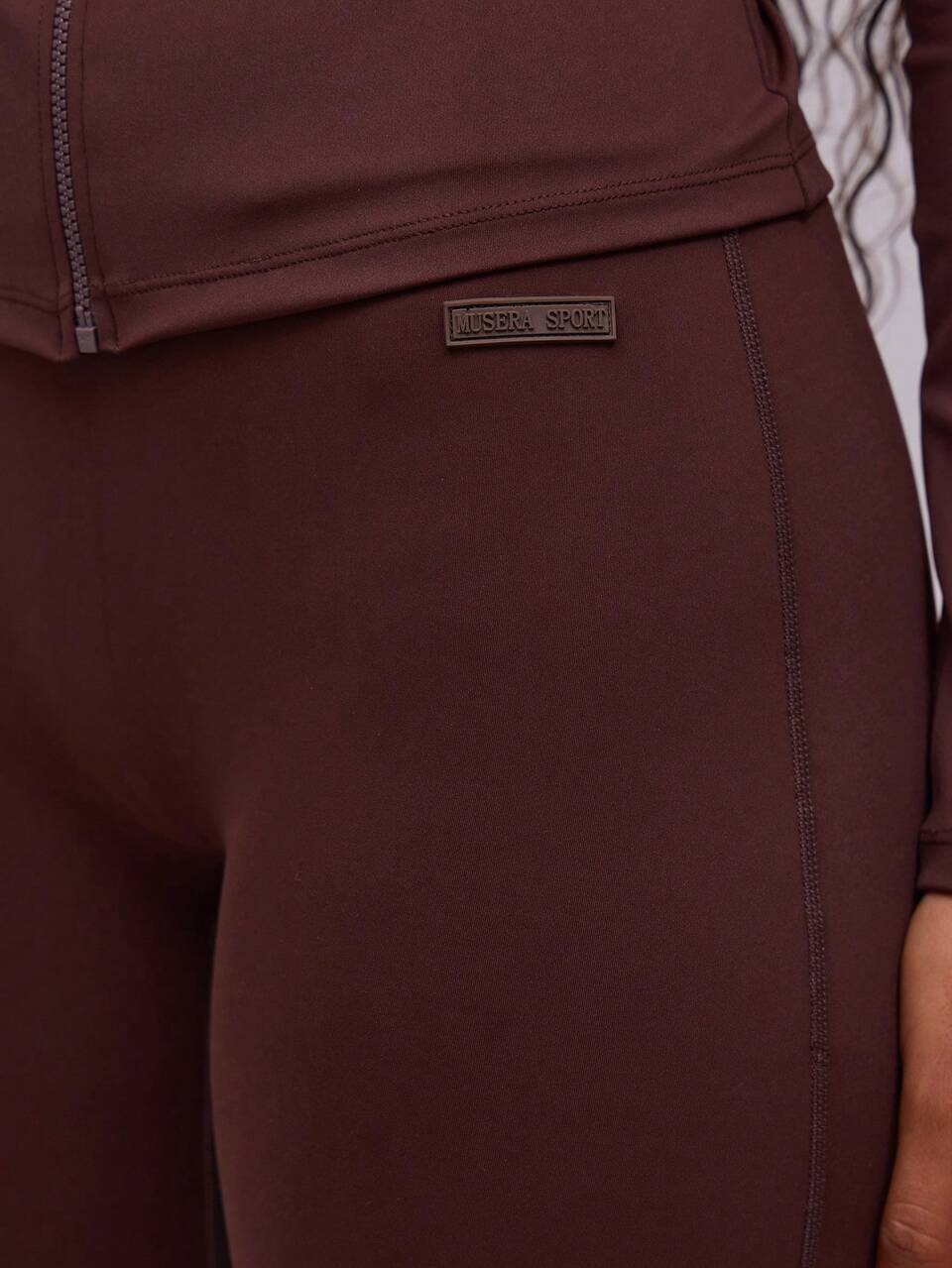 Leggings Sportivi Aderenti a Vita Alta Marrone Sport